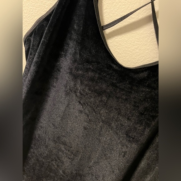 Dentelle velvet cross back strappy chemise dress vintage scoop neck open back LG - Picture 14 of 15